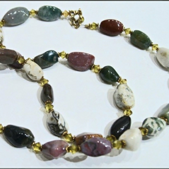 Natural Multi-Colored Stone Beaded Necklace - Picture 2 of 13